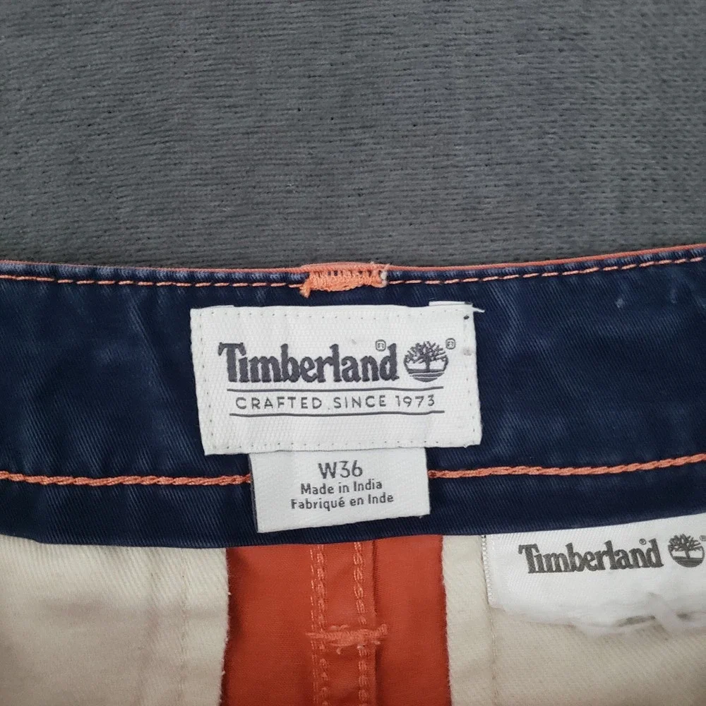 Timberland Chino Shorts Mens W36 Orange Relaxed Fit Flat Front Cotton